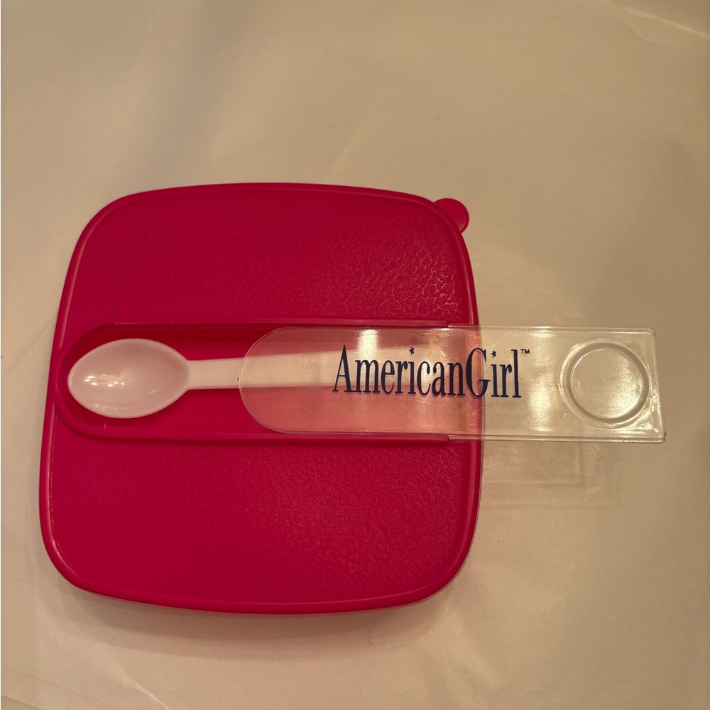 American Girl Vibrant Pink Snack Box with Spoon